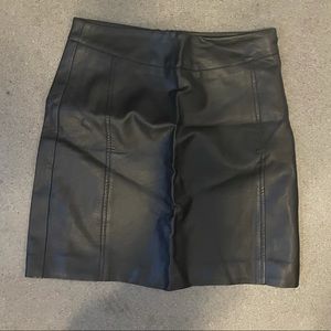 Faux black leather mini skirt